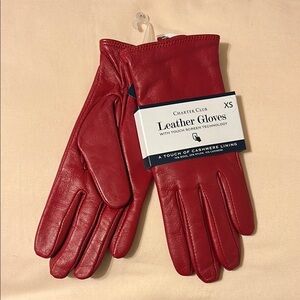 Charter Club Red Leather Gloves